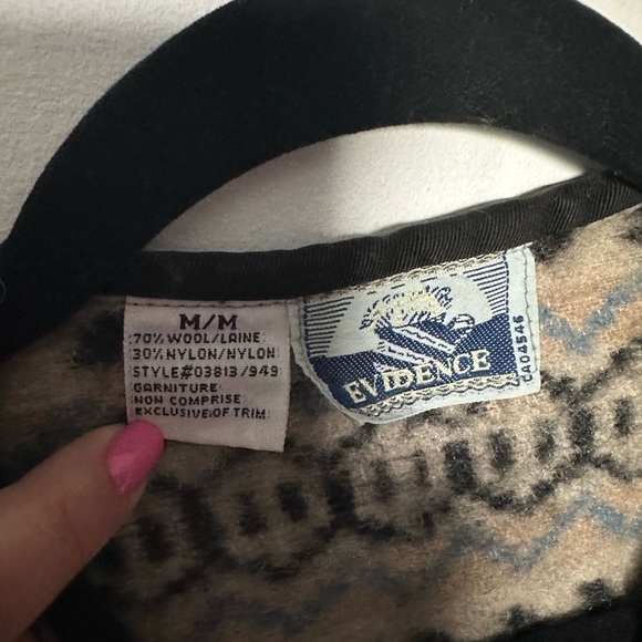 Vintage Vest Wool Neutral Evidence Pattern Brown and Blue Warm and Cozy Vest - Picture 7 of 13